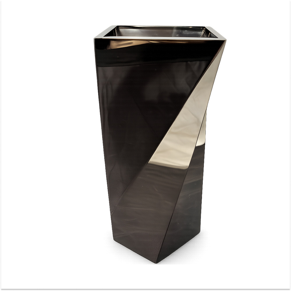 Fink GIRO Modern Geometric Edelstahl Metal Vase Silver Tone Angular Home Decor